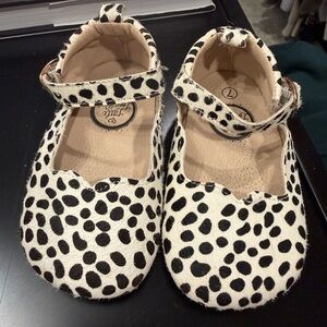 Little Love Bug Black and White Polka Dot Girls Shoes 7